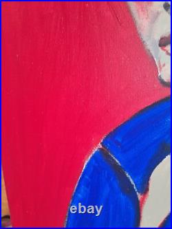 Self Portait of Woman. Red. Acrylic on Canvas 18x24 Original