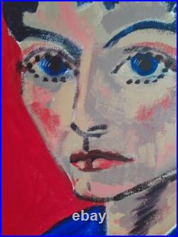 Self Portait of Woman. Red. Acrylic on Canvas 18x24 Original