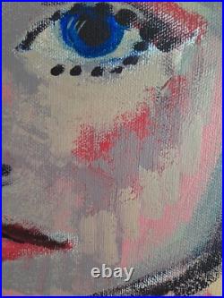 Self Portait of Woman. Red. Acrylic on Canvas 18x24 Original