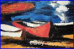 Sergey Cherep Original Oil Painting on Canvas Boats on Lake in Summer, FINE