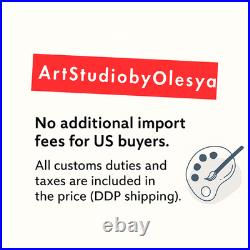 Shore Painting Original Art Modern Pink Acrylic Wall Art Lake Landscape 20x28