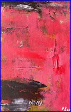 Shore Painting Original Art Modern Pink Acrylic Wall Art Lake Landscape 20x28