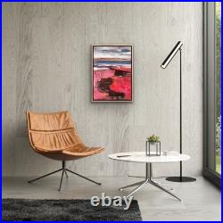 Shore Painting Original Art Modern Pink Acrylic Wall Art Lake Landscape 20x28