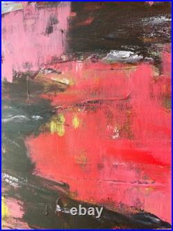 Shore Painting Original Art Modern Pink Acrylic Wall Art Lake Landscape 20x28