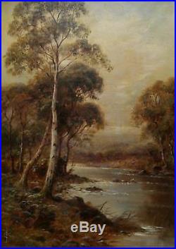 Sidney Yates Johnson Pair Of Original River Landscape Oil Paintings On Canvas