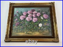 Signed Dorothy Dzigurski Oil Painting 20x16 Floral Art Vintage Gold Ornate Frame