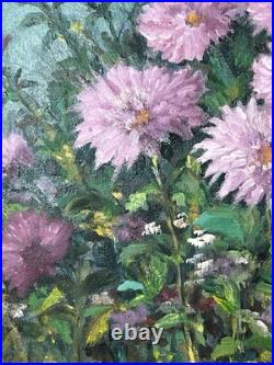 Signed Dorothy Dzigurski Oil Painting 20x16 Floral Art Vintage Gold Ornate Frame