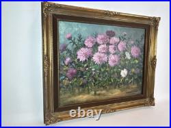 Signed Dorothy Dzigurski Oil Painting 20x16 Floral Art Vintage Gold Ornate Frame