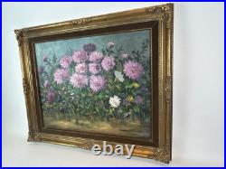 Signed Dorothy Dzigurski Oil Painting 20x16 Floral Art Vintage Gold Ornate Frame