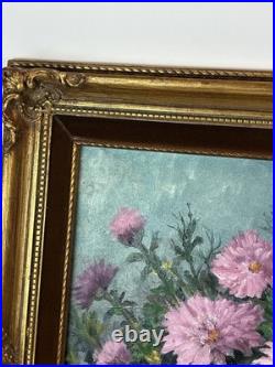 Signed Dorothy Dzigurski Oil Painting 20x16 Floral Art Vintage Gold Ornate Frame