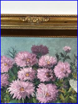 Signed Dorothy Dzigurski Oil Painting 20x16 Floral Art Vintage Gold Ornate Frame