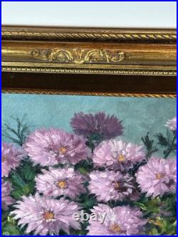 Signed Dorothy Dzigurski Oil Painting 20x16 Floral Art Vintage Gold Ornate Frame