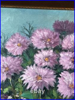 Signed Dorothy Dzigurski Oil Painting 20x16 Floral Art Vintage Gold Ornate Frame