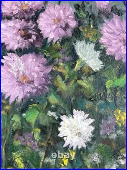 Signed Dorothy Dzigurski Oil Painting 20x16 Floral Art Vintage Gold Ornate Frame