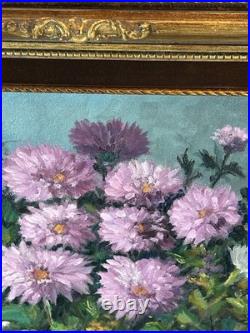 Signed Dorothy Dzigurski Oil Painting 20x16 Floral Art Vintage Gold Ornate Frame