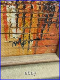 Signed Framed Original Wood Painting Abstract Italy Cityscape Bridge Scene