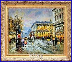 Signed Oil On Canvas, Framed Painting, Autumn Paris Cityscape, French Scenery