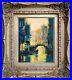 Signed-Oil-Painting-on-Canvas-with-Ornate-Framed-Morning-Blue-Venice-Scenery-01-vlhf