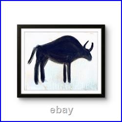 Silhouette of a Bull Vibrant Abstract Expressionism Canvas Painting
