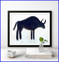 Silhouette of a Bull Vibrant Abstract Expressionism Canvas Painting