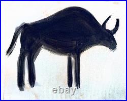 Silhouette of a Bull Vibrant Abstract Expressionism Canvas Painting