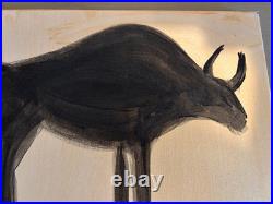 Silhouette of a Bull Vibrant Abstract Expressionism Canvas Painting