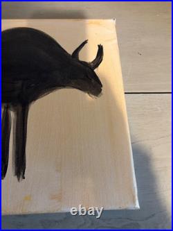 Silhouette of a Bull Vibrant Abstract Expressionism Canvas Painting