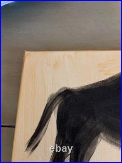Silhouette of a Bull Vibrant Abstract Expressionism Canvas Painting