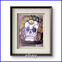 Skull In Curlers Abstract Expressionist Original Painting Canvas 11x14