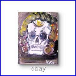 Skull In Curlers Abstract Expressionist Original Painting Canvas 11x14