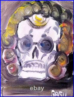 Skull In Curlers Abstract Expressionist Original Painting Canvas 11x14