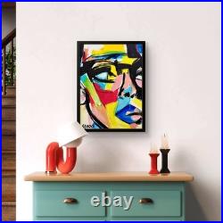 Sloog Original Art Bold Expressionism Painting on Canvas 12x16 Wearing Glasses
