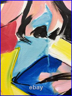 Sloog Original Art Bold Expressionism Painting on Canvas 12x16 Wearing Glasses