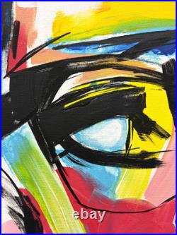 Sloog Original Art Bold Expressionism Painting on Canvas 12x16 Wearing Glasses