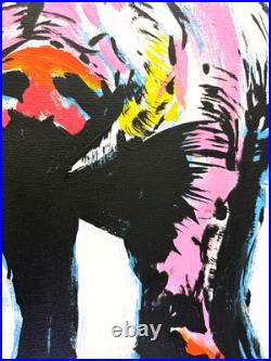 Sloog Original Art Bright Unique Expressionism Painting on Canvas 11x14 Pink Pig