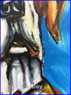 Sloog Original Art Loose Expressionist Painting on Canvas 11x14 Dog Wearing Hat