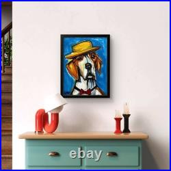 Sloog Original Art Loose Expressionist Painting on Canvas 11x14 Dog Wearing Hat