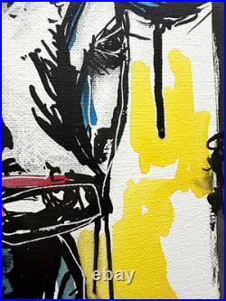 Sloog Original Art Unique Expressionism Drippy Painting on Canvas 8x10 Cow Bull