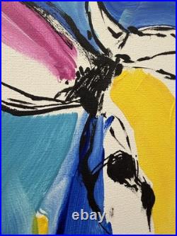 Sloog Original Art Unique Expressionist Painting on Canvas 11x14 Colorful Cow Sloog Original Art Unique Expressionist Painting on Canvas 11x14 Colorful Cow