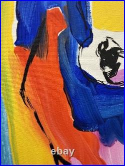Sloog Original Art Unique Expressionist Painting on Canvas 11x14 Colorful Cow
