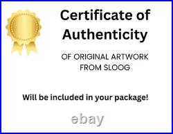 Sloog Original Art Unique Expressionist Painting on Canvas 11x14 Colorful Cow