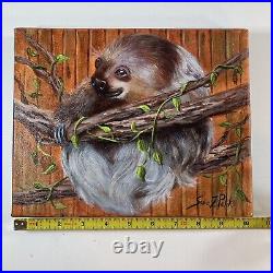 Sloth Original Acrylic Painting On Canvas Art Signed By Sonia Z Palio