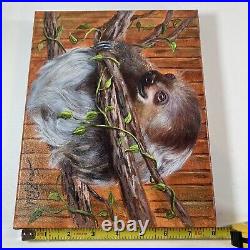 Sloth Original Acrylic Painting On Canvas Art Signed By Sonia Z Palio