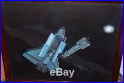 Space Shuttle Unloading A Satellite In Space Original Oil On Canvas Painting