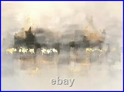 Statement Abstract canvas painting! Stunning Greys/ Gold Leaf canvas art