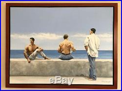 Steve Walker Original Painting, Three By The Sea, Acrylic on Canvas, 36 X 48