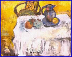 Still Life Oil Painting French Impressionist Interior 22x28 Canvas Original