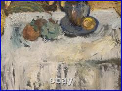 Still Life Oil Painting French Impressionist Interior 22x28 Canvas Original