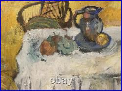 Still Life Oil Painting French Impressionist Interior 22x28 Canvas Original