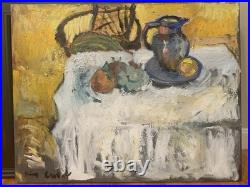 Still Life Oil Painting French Impressionist Interior 22x28 Canvas Original